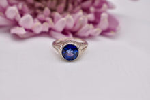 Load image into Gallery viewer, Reserved Listing First Payment Vintage Art Deco 18K White Gold GIA Certified Lab Created Sapphire Bezel Ring
