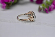 Load image into Gallery viewer, Vintage 14K Yellow &amp; White Gold Edwardian Diamond Three Stone Old Mine Cut Diamond Ring
