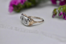Load image into Gallery viewer, Vintage 14K Yellow &amp; White Gold Edwardian Diamond Three Stone Old Mine Cut Diamond Ring
