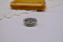 Load image into Gallery viewer, Vintage Art Deco 14K White Gold Statement Three Row Diamond Ring
