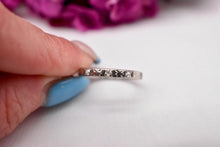 Load image into Gallery viewer, Vintage Art Deco 18K White Gold Eternity Old Mine Cut Diamond Floral Wedding Band
