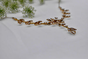 14K Yellow Gold Victorian Pearl Rare Lavalier Y Shape Floral Necklace