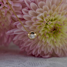 Load image into Gallery viewer, Vintage 14K Yellow Gold Solitaire Diamond Bezel Necklace
