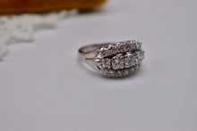 Load image into Gallery viewer, Vintage Art Deco 14K White Gold Statement Three Row Diamond Ring
