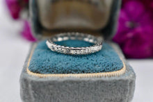 Load image into Gallery viewer, Vintage Art Deco 18K White Gold Eternity Old Mine Cut Diamond Floral Wedding Band
