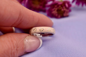Hidalgo 18k White Gold Blush Pink Heart Enamel Ring