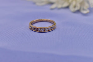 Vintage 14K Yellow Gold Channel Set Diamond Wedding Band