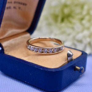 Vintage 14K Yellow Gold Channel Set Diamond Wedding Band