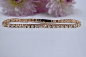 14K Yellow Gold Vintage Round 3.36cts Diamond Tennis Bracelet