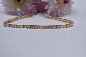 14K Yellow Gold Vintage Round 3.36cts Diamond Tennis Bracelet
