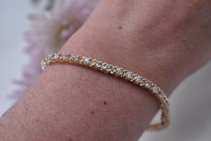 14K Yellow Gold Vintage Round 3.36cts Diamond Tennis Bracelet
