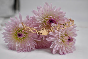 14K Yellow Gold Vintage Horseshoe Horse Link Bracelet