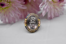 Load image into Gallery viewer, Vintage 14K White Gold Art Nouveau Rose Quartz &amp; Seed Pearl Ring
