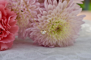 Vintage 14K Yellow Gold Solitaire Diamond Bezel Necklace