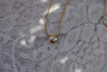 Load image into Gallery viewer, Vintage 14K Yellow Gold Solitaire Diamond Bezel Necklace
