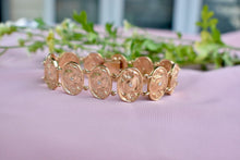 Load image into Gallery viewer, 14K Yellow Gold Mid Century Vintage Oval Floral Medallion Diamond Bracelet
