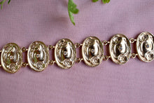 Load image into Gallery viewer, 14K Yellow Gold Mid Century Vintage Oval Floral Medallion Diamond Bracelet
