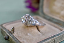 Load image into Gallery viewer, Art Deco Platinum Old European Cut Mazer 0.68cts Diamond Engagement Ring
