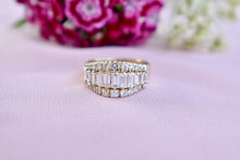 Load image into Gallery viewer, Vintage 14K Yellow Gold Three Row Baguette &amp; Diamond 1.70cts Anniversary Band
