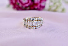 Load image into Gallery viewer, Vintage 14K Yellow Gold Three Row Baguette &amp; Diamond 1.70cts Anniversary Band
