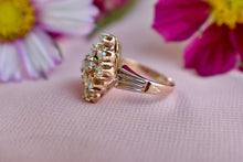 Load image into Gallery viewer, Victorian 14K Rose Gold Cluster Old Mine Cut Diamond Navette Ring

