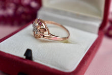 Load image into Gallery viewer, Antique Art Deco Reproduction 14K Rose &amp; White Gold Ruby and Diamond Ring
