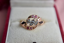 Load image into Gallery viewer, Antique Art Deco Reproduction 14K Rose &amp; White Gold Ruby and Diamond Ring
