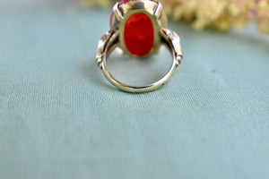 Vintage Art Deco 10K Yellow Gold Carved Carnelian Ring