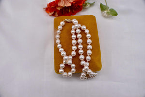Vintage 14K Yellow Gold 18 Inch 7.5mm Fresh Water White Pearl Necklace Strand