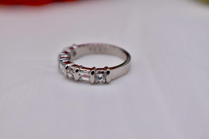 Platinum Unique 1.50cts Round & Emerald Cut Bar Channel Diamond Band