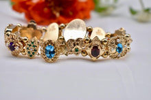 Load image into Gallery viewer, 14K Yellow Gold Avant Garde Richard Glatter Multi Gemstone Completed Slide Charm Bracelet
