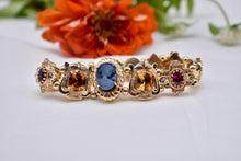 Load image into Gallery viewer, 14K Yellow Gold Avant Garde Richard Glatter Multi Gemstone Completed Slide Charm Bracelet
