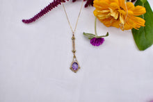 Load image into Gallery viewer, 10K&amp;14K Yellow Gold Victorian Seed Pearl and Amethyst Lavalier Pendant
