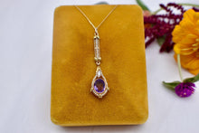 Load image into Gallery viewer, 10K&amp;14K Yellow Gold Victorian Seed Pearl and Amethyst Lavalier Pendant
