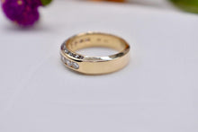 Load image into Gallery viewer, Vintage 14K Yellow Gold Unique Three Row Channel Set Round Diamond Band
