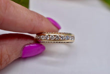 Load image into Gallery viewer, Vintage 14K Yellow Gold Unique Three Row Channel Set Round Diamond Band
