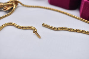 Heavy 20K Yellow Gold Early Victorian Blue Enamel & Pearl Tassel Necklace