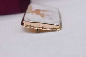 Vintage 12 Karat Solid Gold Rebecca At The Well Countryside Antique Cameo Brooch