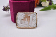 Load image into Gallery viewer, Vintage 12 Karat Solid Gold Rebecca At The Well Countryside Antique Cameo Brooch
