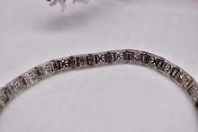 Load image into Gallery viewer, Vintage Art Deco 10 Karat Three Stone Bezel Diamond Filigree Bracelet
