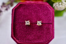 Load image into Gallery viewer, 14K Yellow Gold Princess Cut Diamond Push Back Stud Earrings 0.55cts

