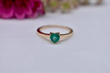 Load image into Gallery viewer, 14K Yellow Gold Solitaire Heart Shaped Emerald Ring
