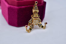 Load image into Gallery viewer, Authentic 18K Yellow Gold Animated Moveable Ruby, Sapphire &amp; Diamond Clown Pendant/Charm
