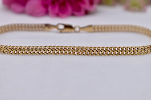 14K Yellow Gold Vintage Flat Unique Interlocking Link Bracelet