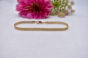 14K Yellow Gold Vintage Flat Unique Interlocking Link Bracelet
