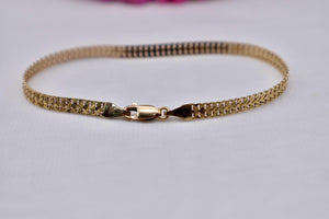14K Yellow Gold Vintage Flat Unique Interlocking Link Bracelet