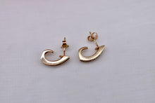 Load image into Gallery viewer, Vintage 14K Yellow Gold Channel Set Diamond Huggie J Hoop Earrings
