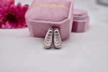 Load image into Gallery viewer, Vintage 14K White Gold Unique Design Reversible Diamond Hoop Earrings
