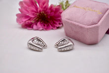 Load image into Gallery viewer, Vintage 14K White Gold Unique Design Reversible Diamond Hoop Earrings
