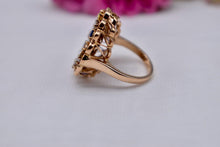 Load image into Gallery viewer, Vintage 14K Yellow Gold Yellow Diamond &amp; Sapphire 4.36cts Cocktail MidCentury Geometric Ring
